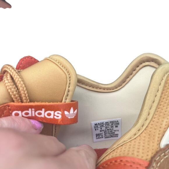 Adidas RARE Tubular Moccasin Runner Mesa Leather Trainers Sneakers Orange 9.5